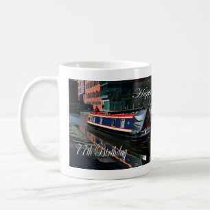 Alles Gute zum 77. Geburtstag Kanalboot Kaffeetasse