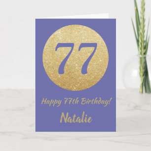 Alles Gute zum 77. Geburtstag und Gold Glitzer Karte
