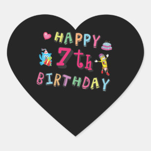 Alles Gute zum 7. Geburtstag. 7 Jahre alt. Herz-Aufkleber