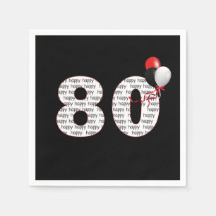 Alles Gute zum 80. Geburtstag auf Black Napkins Serviette