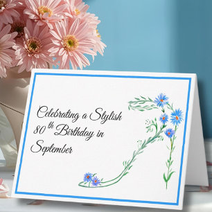 Alles Gute zum 80. Geburtstag Blaue Aster Blumen Karte