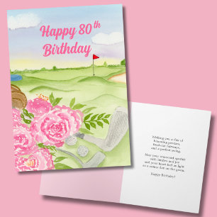 Alles Gute zum 80. Geburtstag Pfingstrosen auf dem Karte