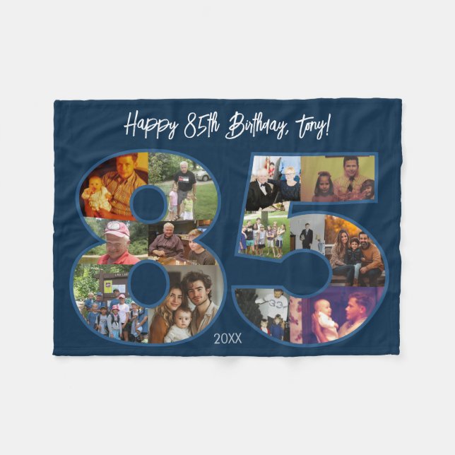 Alles Gute zum 85. Geburtstag Fotocollage Fleecedecke (Vorderseite (Horizontal))