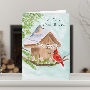 Alles Gute zum 85. Geburtstag Vögel im Vogelhaus Karte