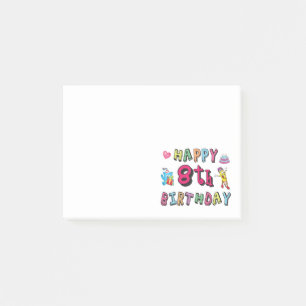 Alles Gute zum 8. Geburtstag. 8 Jahre alter Geburt Post-it Klebezettel
