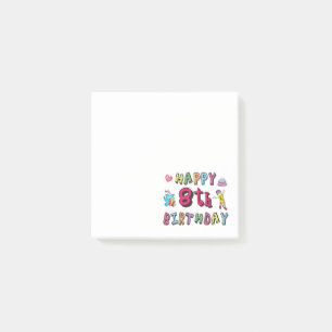 Alles Gute zum 8. Geburtstag. 8 Jahre Geburtstag. Post-it Klebezettel