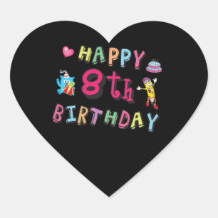 Alles Gute zum 8. Geburtstag. 8 Jahre täglich. Herz-Aufkleber