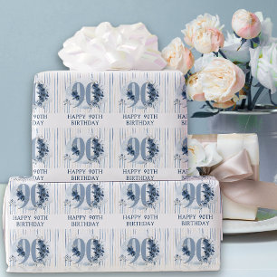 Alles Gute zum 90. Geburtstag Florale Zahl 90 Geschenkpapier