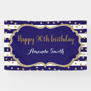 Alles Gute zum 90. Geburtstag! Navy Blue Gold Glit Banner
