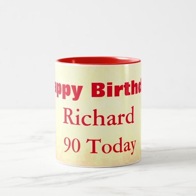 Alles Gute zum 90. Geburtstag Personalisiert Zweifarbige Tasse (Mittel)