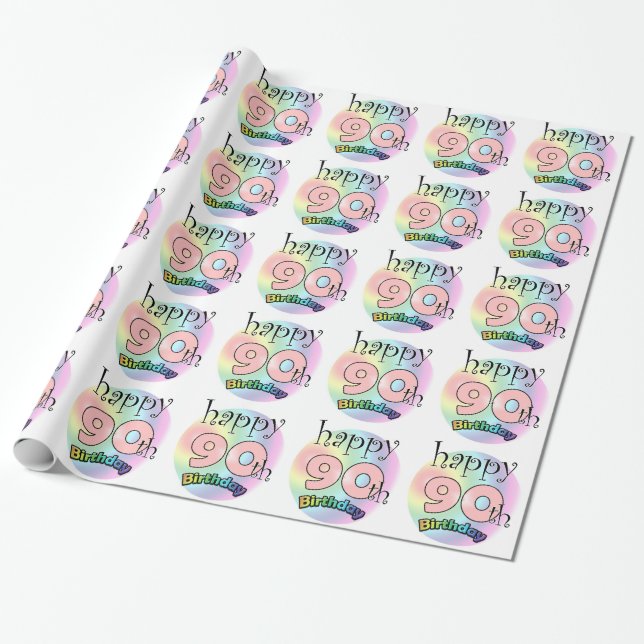 Alles Gute zum 90. Geburtstag (Rose) Geschenkpapier (Ungerollt)