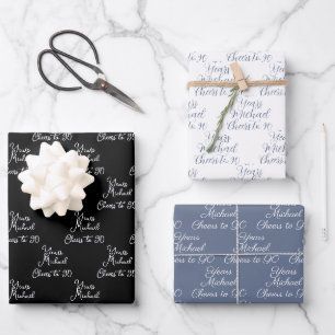 Alles Gute zum 90. Geburtstag Schwarz und Weiß 90. Geschenkpapier Set