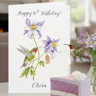 Alles Gute zum 91. Geburtstag Columbine mit Kolibr Karte