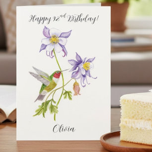 Alles Gute zum 92. Geburtstag Columbine mit Kolibr Karte