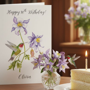 Alles Gute zum 96. Geburtstag Columbine mit Kolibr Karte