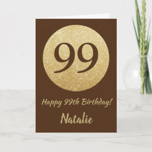 Alles Gute zum 99. Geburtstag Brown and Gold Glitt Karte