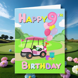 Alles Gute zum 9. Geburtstag Polka Dot Pink Girly Karte