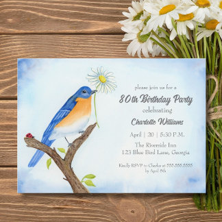 Alles Gute zum April-Geburtstag mit Blaumeise Einladung