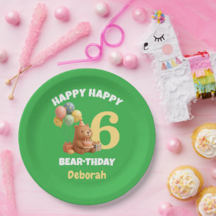 Alles Gute zum BEARthday Individueller Teddybär 6. Pappteller
