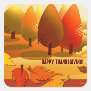 Alles Gute zum Erntedankfest. Herbstlandschaft Quadratischer Aufkleber