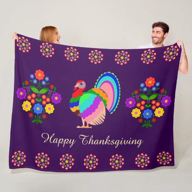 Alles Gute zum Erntedankfest. Polnische Blume. Fleecedecke (Beispiel)