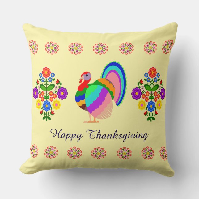 Alles Gute zum Erntedankfest. Polnische Blume. Kissen (Vorderseite)