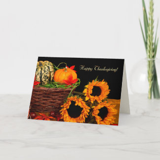Alles Gute zum Erntedankfest. Pumpkins und Sonnenb Feiertagskarte