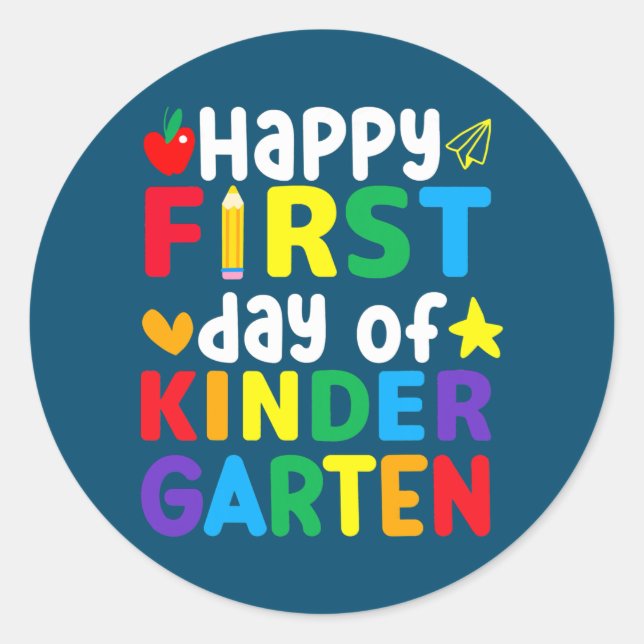 Alles Gute zum ersten Kindergarten zurück zur Schu Runder Aufkleber (Vorderseite)
