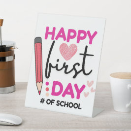 Alles Gute zum ersten Schultag, Niedliche Herzen Sockelschild