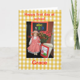 Alles Gute zum ersten Tag bei der Schule Grace Car Karte