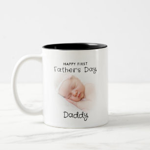Alles Gute zum ersten Vatertag, Daddy 2-Foto Zweifarbige Tasse