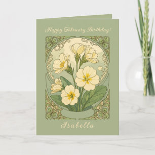 Alles Gute zum Februar-Geburtstag Primelblumen Karte