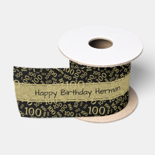 Alles Gute zum Geburtstag 100 Zahlen Muster Schwar Satinband