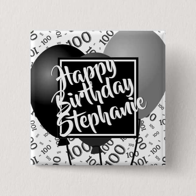 Alles Gute zum Geburtstag 100. Zahlenmuster Schwar Button (Vorderseite)