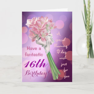 Alles Gute zum Geburtstag! - 16. Rosa Blume Grußka Karte