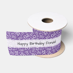 Alles Gute zum Geburtstag 20 Lila/Weiße Zahlenmust Satinband