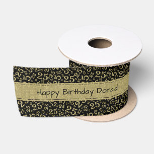 Alles Gute zum Geburtstag 25 Schwarz/Gold Zahlenmu Satinband