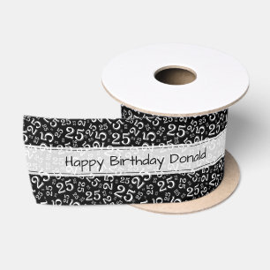 Alles Gute zum Geburtstag 25 Schwarz/Weiß Zahlenmu Satinband