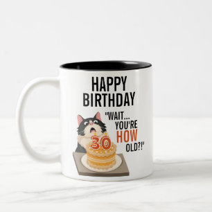 Alles Gute zum Geburtstag 30. Schwarz und Weiß Kat Zweifarbige Tasse