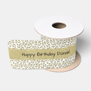 Alles Gute zum Geburtstag 35 Gold/Weiß Zahlenmuste Satinband