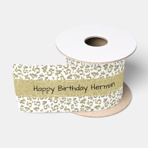 Alles Gute zum Geburtstag 45 Zahlenmuster Gold/Wei Satinband