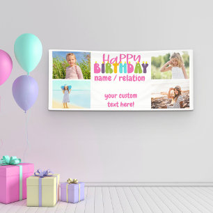 Alles Gute zum Geburtstag 4 Foto Farbige Kerzen Banner