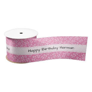 Alles Gute zum Geburtstag 55 Zahlenmuster Rosa/Wei Satinband