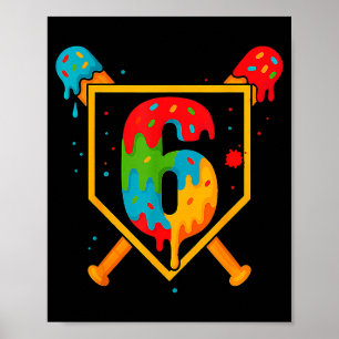 Alles Gute zum Geburtstag 6 Jahre alte Baseball-Ei Poster