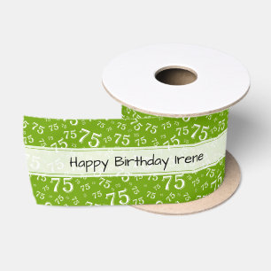 Alles Gute zum Geburtstag 75 Zahlenmuster Grün/Wei Satinband