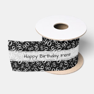 Alles Gute zum Geburtstag 90 Zahlen Muster Schwarz Satinband