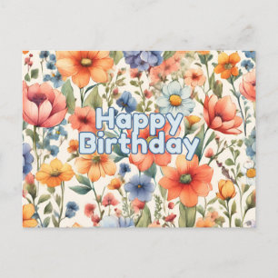 Alles Gute zum Geburtstag Abstrakte Aquarellblumen Postkarte