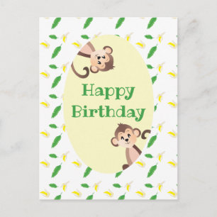 Alles Gute zum Geburtstag Affe Tropisches Blatt Ba Postkarte