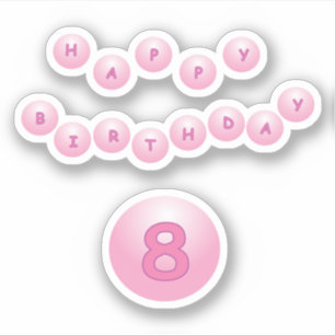 Alles Gute zum Geburtstag Alter 8 Pinke Hüpfbälle  Aufkleber