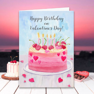 Alles Gute zum Geburtstag am Valentinstag Kirsche  Karte